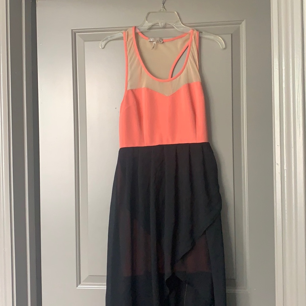 Peach and black high low dress